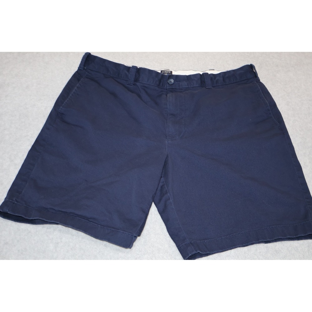 J.Crew Chino Shorts Mens 38 Blue 9 Inch Inseam Stretch Cotton Blend Flat Front